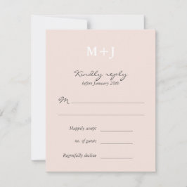 Bröllopsbekräftelse svar Blush Rustic Monogram Kra