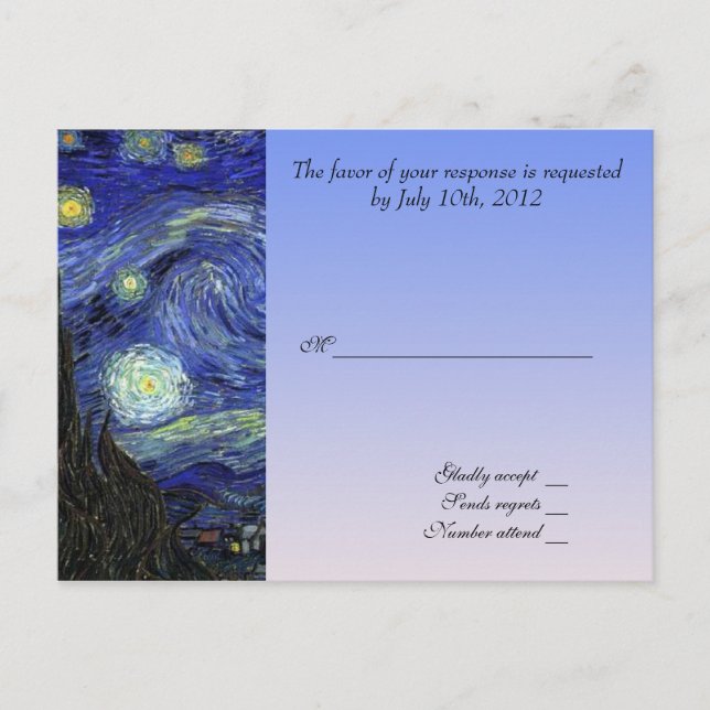 bröllopsbekräftelsekort, van gogh stjärnnatt vykort (Framsida)