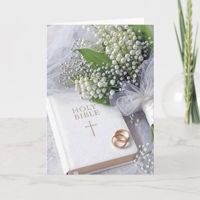 Bröllopsbibel med Liljekonvaljbouquet Kort (Framsida)