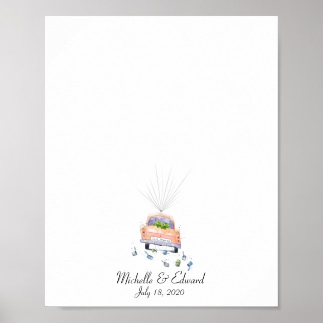 Bröllopsbil Fingeravtryck Gästbok - Nygifta Poster (Framsidan)