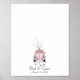 Bröllopsbil Tumavtryck Gästbok Poster