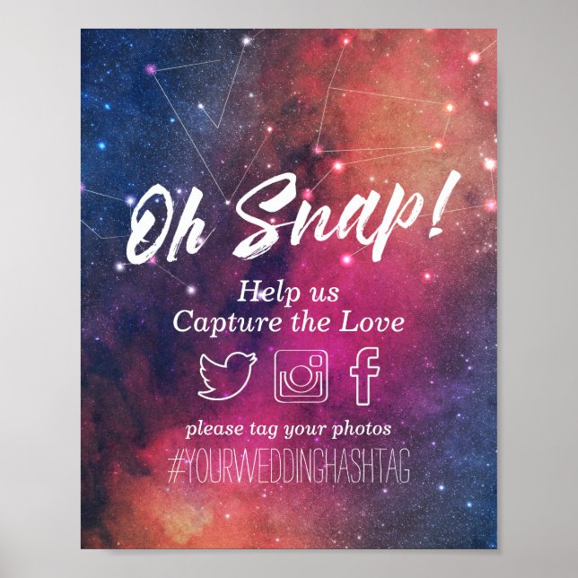 Bröllopsbild Hashtag Galaxy Nebulosa Stjärnbilder Poster (Framsidan)