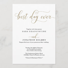 Bröllopsbjudan "Bästa dagen någonsin" i Guld Glitt Inbjudningar