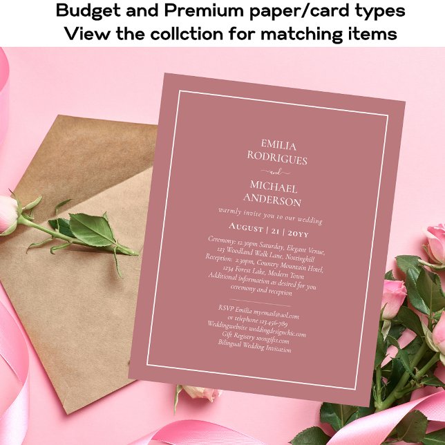 Bröllopsbjudan Dusty Ro Rosa Flygblad (Skapare uppladdad)