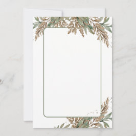 Bröllopsbjudan - grönt och brunt löv inbjudningar