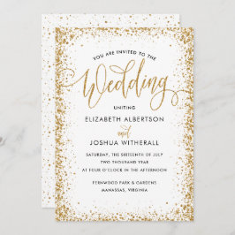 Bröllopsbjudan i Faux Guld Glitter Inbjudningar