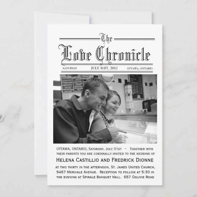 Bröllopsbjudan med foto inbjudningar (Framsida)