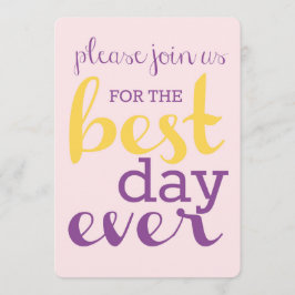 Bröllopsbjudan på bästa dagen - Plumeria/Guld Inbjudningar