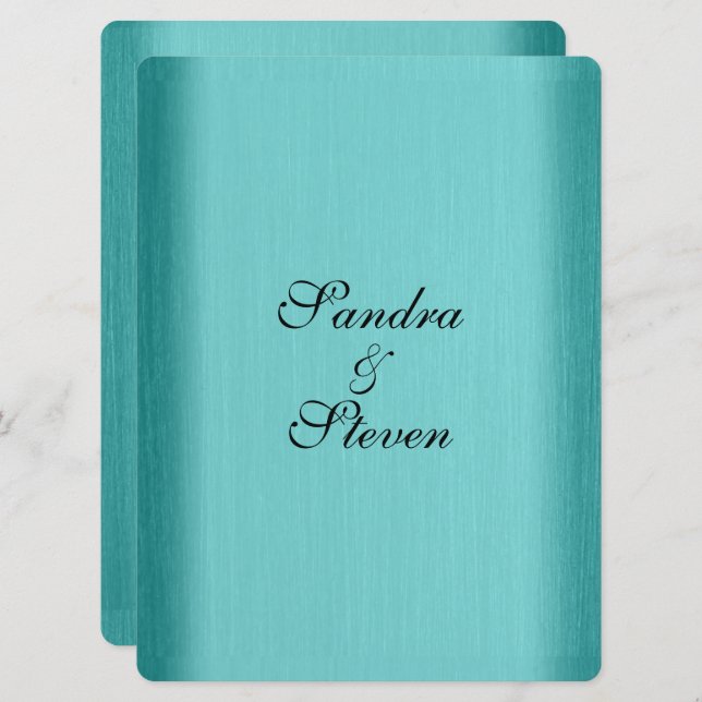 Bröllopsbjudan Teal Blue Inbjudningar (Fram/baksida)