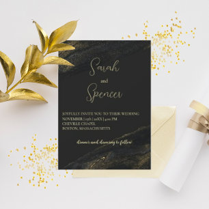 Bröllopsbjudan till Black and Sparkly Guld Inbjudningar
