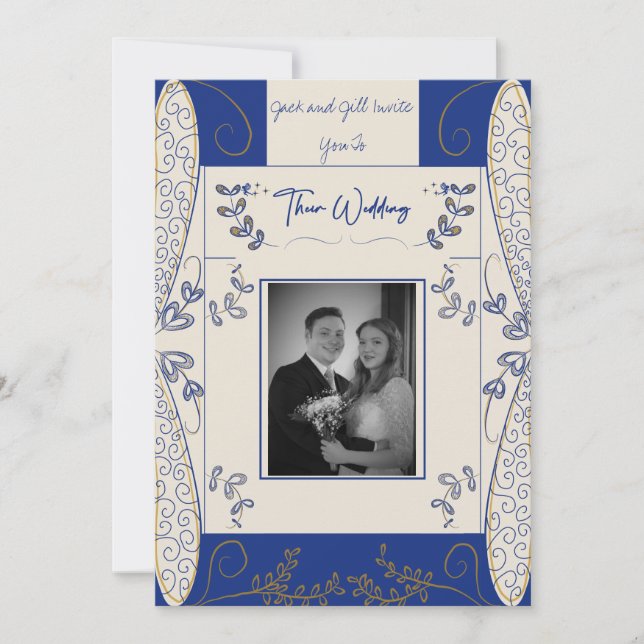 Bröllopsbjudan till Fantasy Fairy Wedding i Blue o Inbjudningar (Framsida)