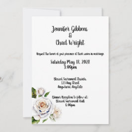 Bröllopsbjudan till vit ros, 5 x 7 tum inbjudningar