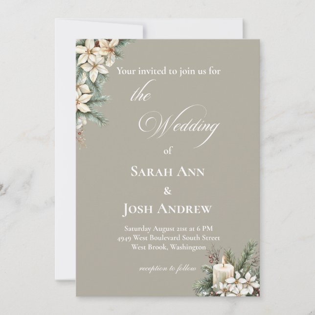Bröllopsbjudande för vinter-bröllop inbjudningar (Framsida)