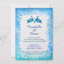 Bröllopsbjudanden till havs - Blå och Grönt Inbjudningar