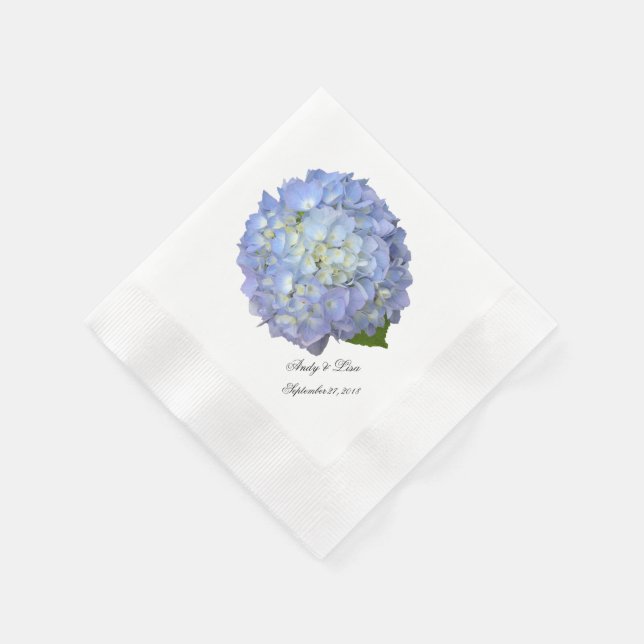 Bröllopsblå Hydrangea Anpassad Pappersservett (Hörn)