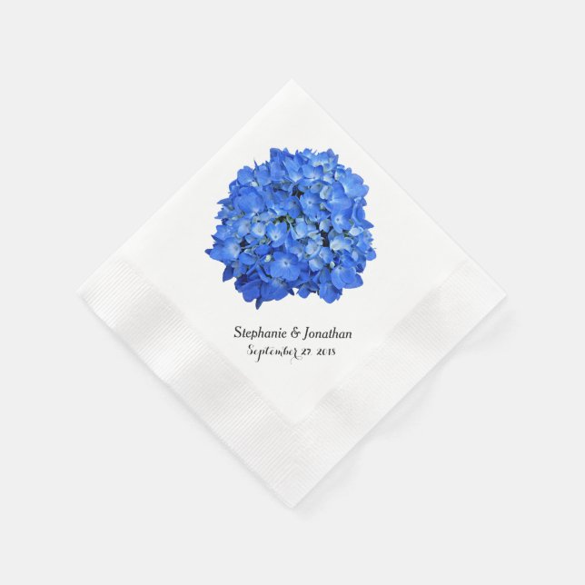 Bröllopsblå Hydrangea På Punkt Pappersservett (Hörn)