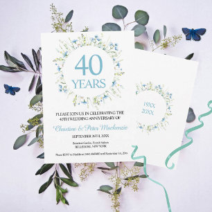 Bröllopsblåblommor, 40:e bröllopsdag inbjudningar