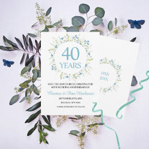 Bröllopsblåblommor, 40:e bröllopsdag spara datumet