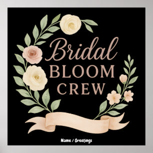 Bröllopsblom Crew Blommig Sängkammarfest Design Poster