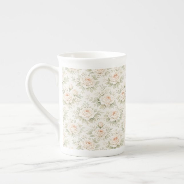 Bröllopsblommig mönster benporslin mugg (Vänster)