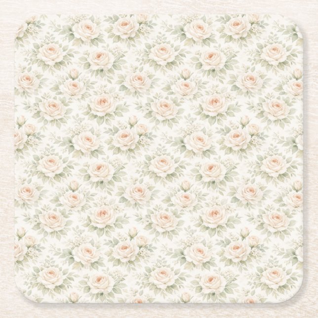 Bröllopsblommig mönster underlägg papper kvadrat (Framsidan)