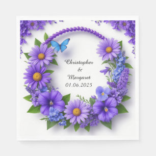 Bröllopsblommig ram med färgglada blommor pappersservett