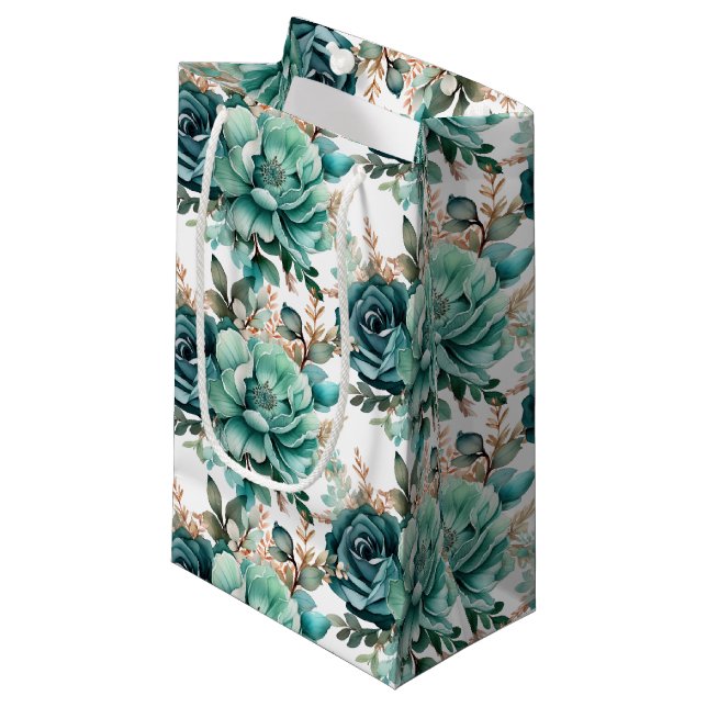 Bröllopsblommig tryckt presentpåse (Framsidan Vinklad)