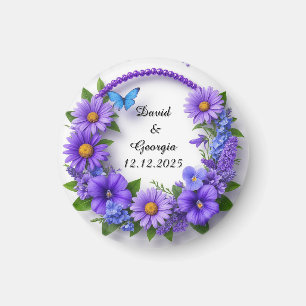 Bröllopsblommor Cirkulär ram Magnet