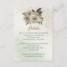 bröllopsblommor grönska champagne tilläggskort