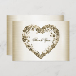 Bröllopsblommor Guld Ornament Hjärtformad Ram Eleg Tack Kort