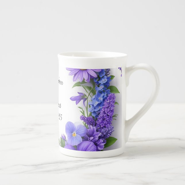 💍 Bröllopsblommor Lysande 🌸 Färggranna Blomninga Benporslin Mugg (Höger)