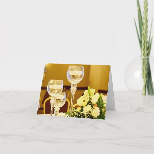 Bröllopsblommor och ljus - tom insida tack kort (Framsida)