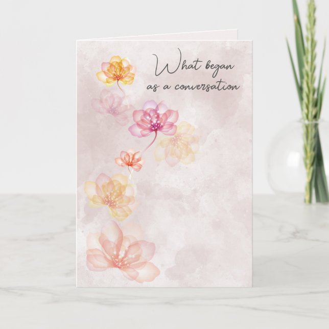Bröllopsblommor på rosa abstrakt kort (Framsida)