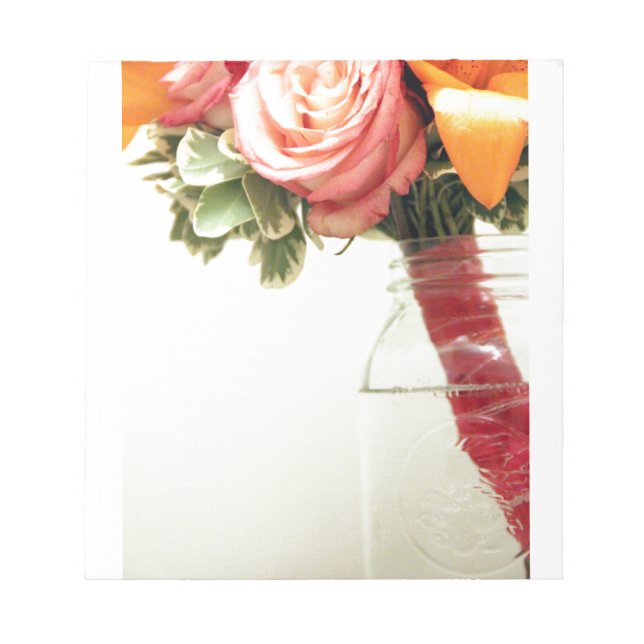 bröllopsblommor rosa orange ros anpassa anteckningsblock (Framsida)