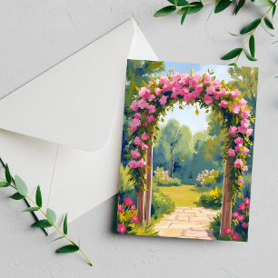 Bröllopsblomsterbåge   Akvarellbröllopskort