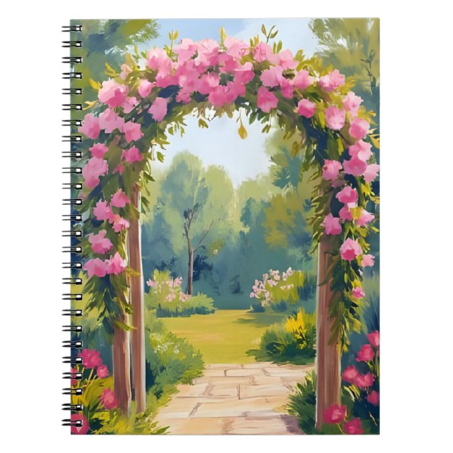 Bröllopsblomsterbåge | Akvarellmålning för äktensk Anteckningsbok (Framsidan)