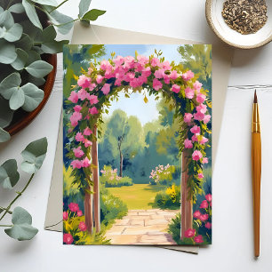 Bröllopsblomsterbåge   Akvarellmålning för äktensk Vykort