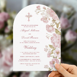 Bröllopsblomsterbogård religiös vigsel inbjudningar