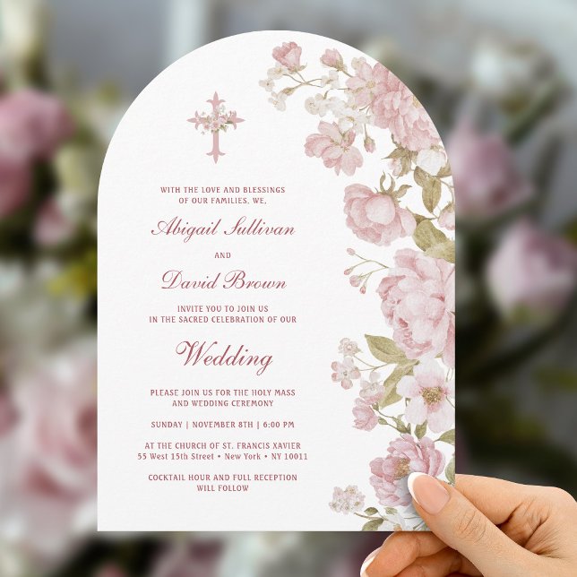 Bröllopsblomsterbogård religiös vigsel inbjudningar (Skapare uppladdad)