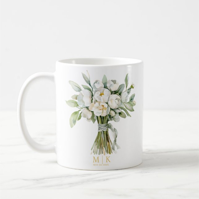 Bröllopsblomsterbukett Kaffemugg (Vänster)