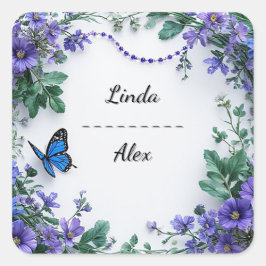 Bröllopsblomsterkrans Fyrkantigt Klistermärke