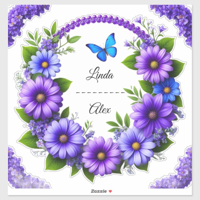 Bröllopsblomsterkrans Klistermärken (Ark)