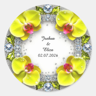 Bröllopsblomsterkrans Runt Klistermärke