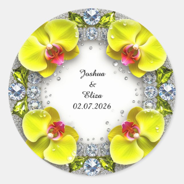 Bröllopsblomsterkrans Runt Klistermärke (Framsida)