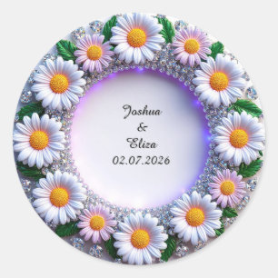 Bröllopsblomsterkrans Runt Klistermärke