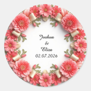 Bröllopsblomsterkrans Runt Klistermärke