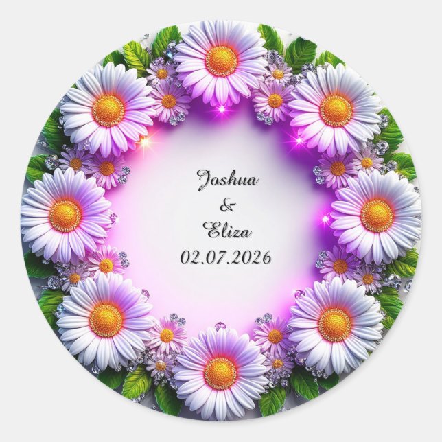 Bröllopsblomsterkrans Runt Klistermärke (Framsida)