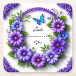 Bröllopsblomsterkrans Underlägg Papper Kvadrat