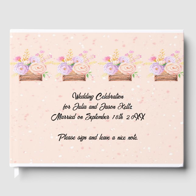 Bröllopsbok för Rustik Peachy Floral Bröllop Gästböcker (Framsida)