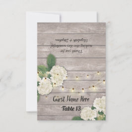 Bröllopsbord Nummer Eskort Hydrangea Rustik Trä Inbjudningar